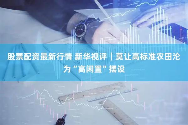 股票配资最新行情 新华视评｜莫让高标准农田沦为“高闲置”摆设
